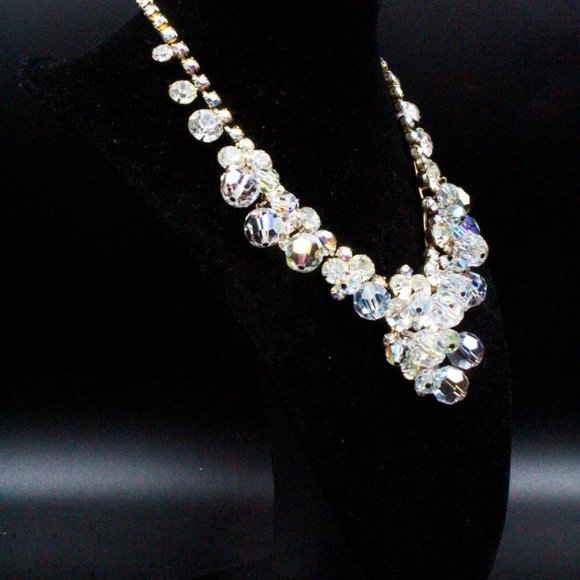 Juliana DE Aurora Borealis AB Crystals Rhinestones Charm Waterfall Necklace - Picture 9 of 13